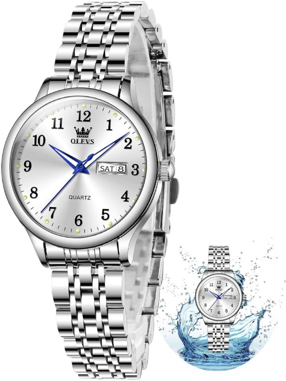 Women's Silver Adjustable Strap Stainless Steel Arabic Numerals Luxury Watch